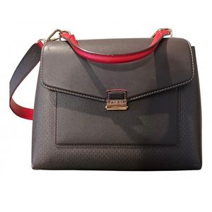Carolina Herrera Top Handle Brown/Gold Monogram and Coated Canvas Brown Leather